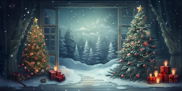 AI generated Merry Christmas and Happy New Year Background. AI Generated photo