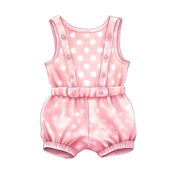AI generated Pink baby girl romper in watercolors on a white background. AI Generated photo