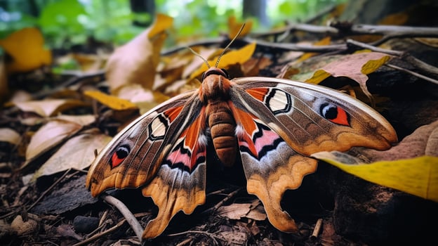 AI generated Photo of Atlas Moth on a ground. Generative AI