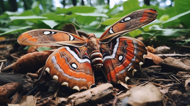 AI generated Photo of Atlas Moth on a ground. Generative AI