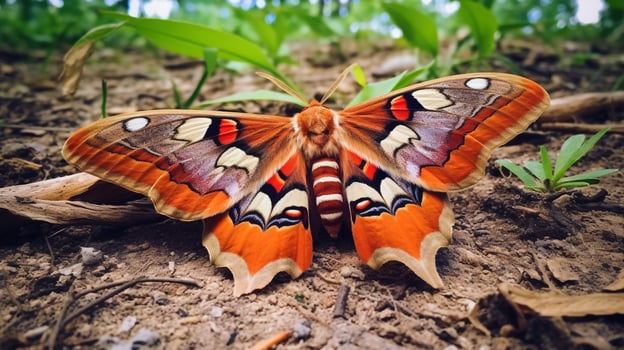 AI generated Photo of Atlas Moth on a ground. Generative AI