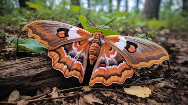 AI generated Photo of Atlas Moth on a ground. Generative AI