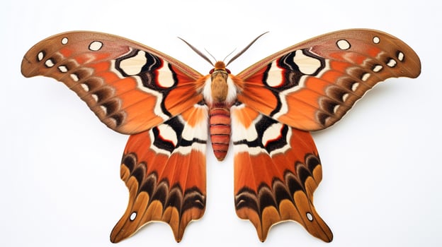 AI generated Photo of Atlas Moth isolated on white background. Generative AI