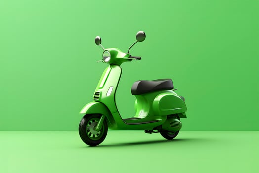 AI generated Green electric motorcycle concept of sustainable transport. AI generated photo