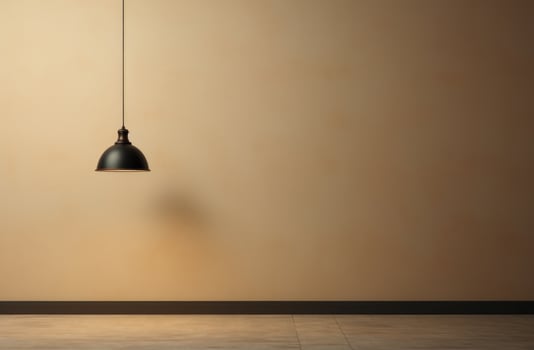AI generated a lamp is hanging on the wall of a room photo