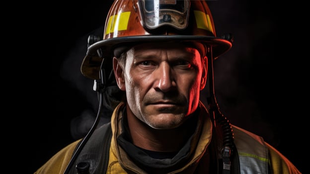 AI generated A portrait of a firefighter in full gear photo