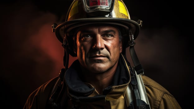 AI generated A portrait of a firefighter in full gear photo