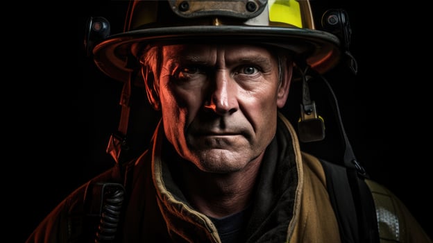 AI generated A portrait of a firefighter in full gear photo