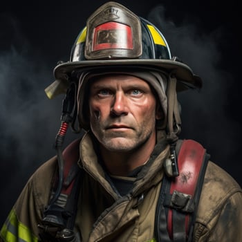 AI generated A portrait of a firefighter in full gear photo