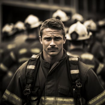 AI generated A portrait of a firefighter in his dress uniform photo