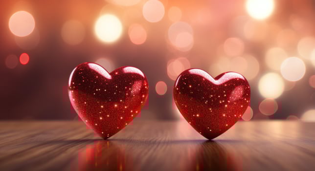 AI generated two hearts set against the light photo