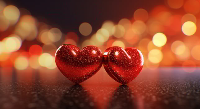 AI generated two hearts set against the light photo