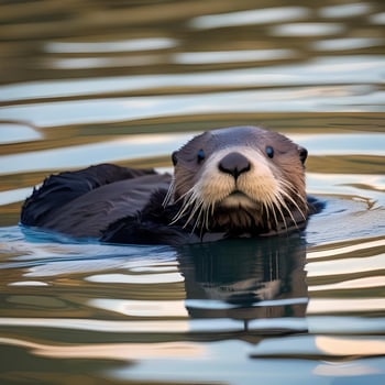 AI generated A portrait of a playful sea otter floating photo