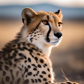 AI generated A portrait of a regal cheetah resting gracefully photo