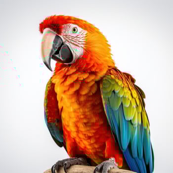 AI generated Isolated parrot on white, a vibrant display of tropical beauty photo