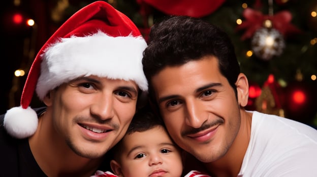 AI generated a man and baby celebrating christmas photo