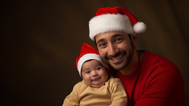 AI generated a man and baby celebrating christmas photo