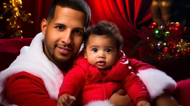 AI generated a man and baby celebrating christmas photo