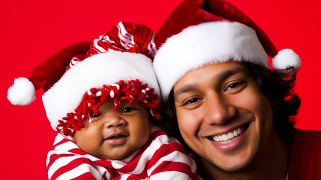 AI generated a man and baby celebrating christmas photo