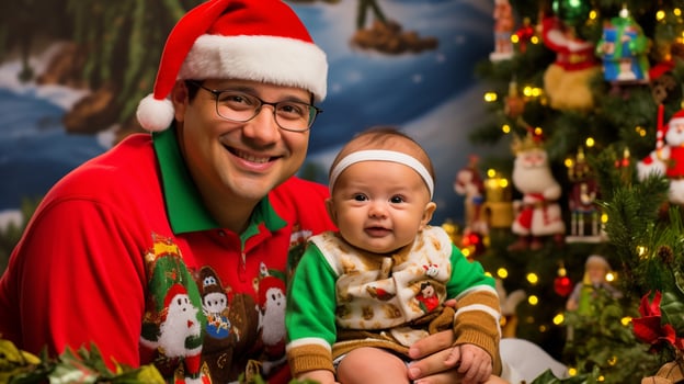 AI generated a man and baby celebrating christmas photo