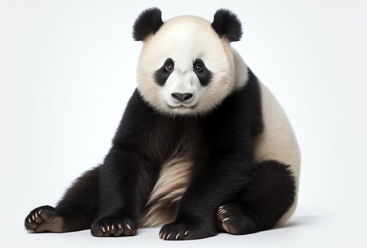 AI generated beautiful panda bear in white holding its paws photo