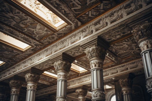 AI generated Ceiling with patterns and pillars generative AI photo