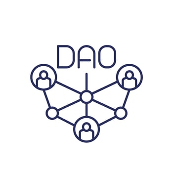 DAO community line icon on white photo