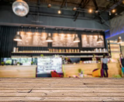 Table top on blurred scene counter bar decoration photo