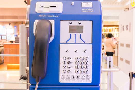 Public telephone fixed at airport photo