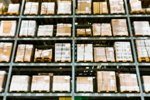 Blur of storage shelf in warehouse photo