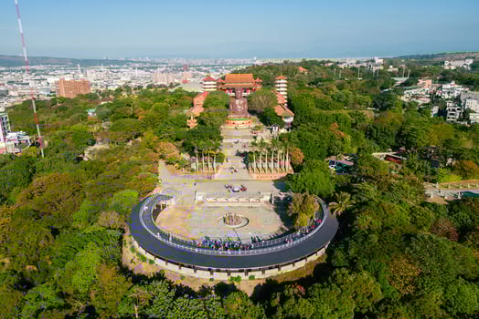 aerial view of giant Buddhist statue in changhua city, taiwan photo