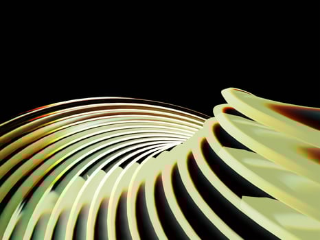 3d rendering of twisted beige abstract rounded geometry background wallpaper with dispersion effect photo
