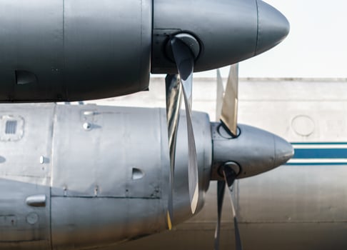 propeller screw of a vintage airplane close up photo