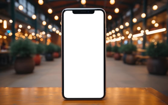 AI generated Smartphone Mockup on the background of the city and street photo