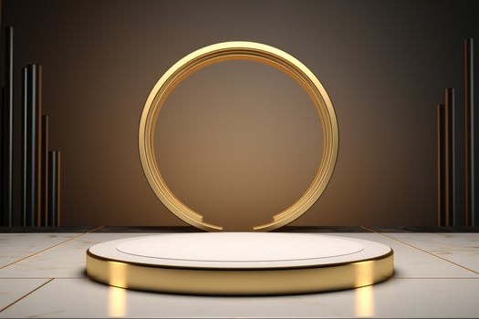 AI generated 3d podium for product presentation and on color background luxury style 3d model Ai generator photo