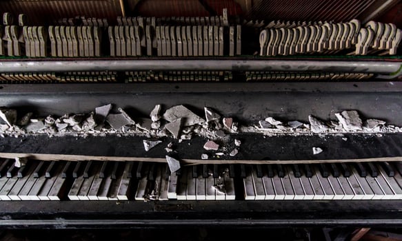 inside a destroyed school in Ukraine photo