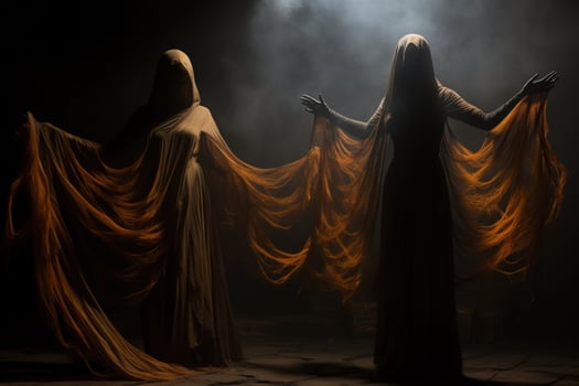AI generated Enigmatic shadow dancers, weaving illusions and manipulating darkness with grace - Generative AI photo