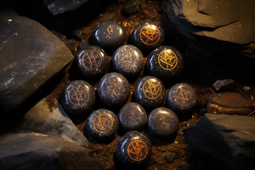 AI generated Mystic rune stones, imbued with ancient knowledge and prophetic visions - Generative AI photo