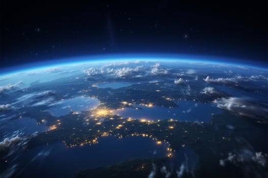 AI generated Blue planet elegance Earths view from space, perfect copy space photo