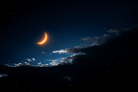 AI generated Nocturnal allure Half moon in the serene early evening sky photo