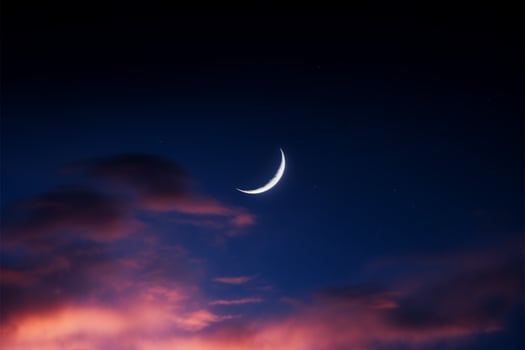AI generated Twilight beauty Half moon visible in the early evening sky photo