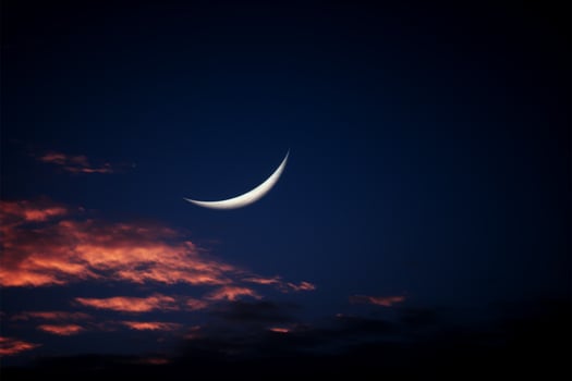 AI generated Twilight beauty Half moon visible in the early evening sky photo