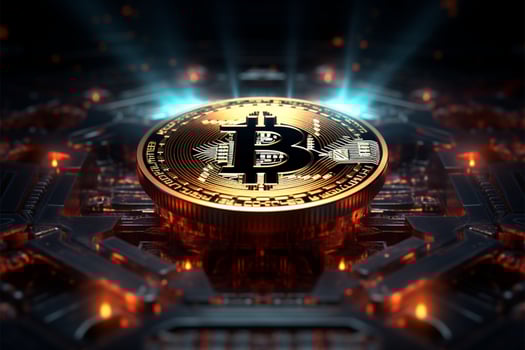 AI generated Bitcoin future Illustration for graphics, marketing, promotion, stock trade, forex photo