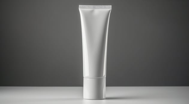 AI generated a cream tube in white on a gray table photo