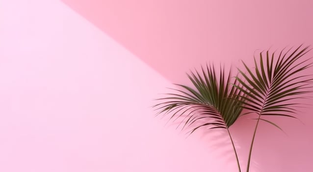 AI generated palm leaf against the blue wall photo