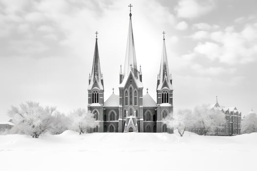 AI generated Church Steeples in Snow - Generative AI photo