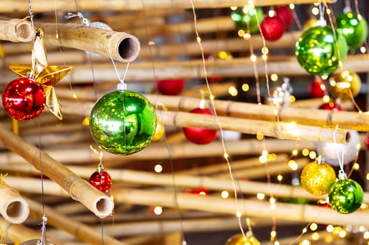 Bamboo Christmas tree. Zero waste Christmas concept. photo