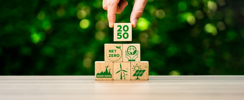 Net zero by 2050. Carbon neutral. Net zero greenhouse gas emissions target.climate neutral long term strategy.No toxic gases, implementing carbon capture and storage technologies. sustainable future. photo