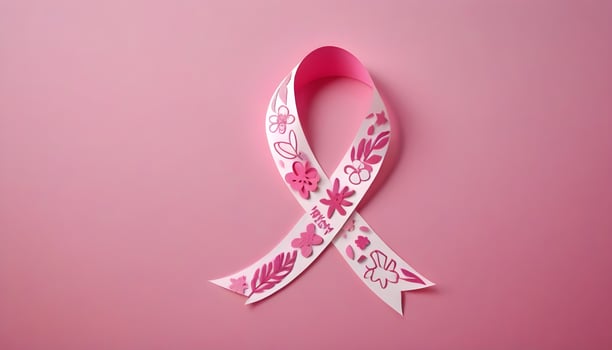 AI generated world cancer day pink ribbin. photo