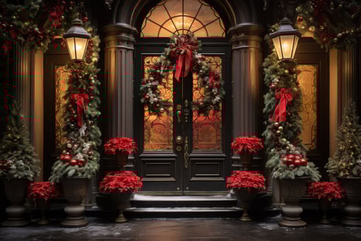AI generated Christmas Decorated Doors - Generative AI photo
